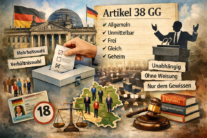Das Wahlrecht zum Bundestag ist in Art. 38 GG ansatzweise geregelt.
